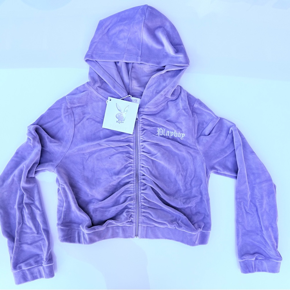 PLAYBOY Lavender Velour Hoodie - Picture 3 of 4